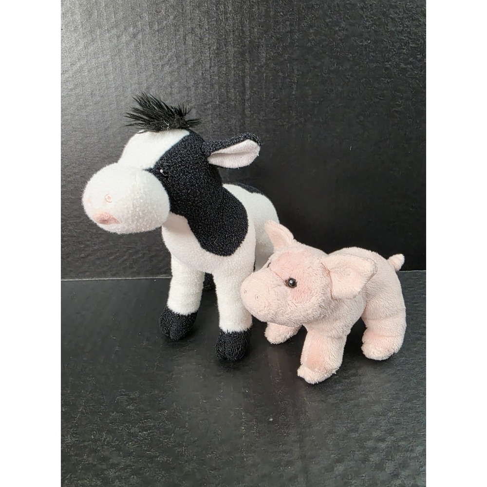 Douglas‎ Plush Cow And Small Pig Stuffed Animal Lot Lof 2